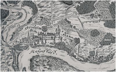 Die älteste von Steinheim (damals (Ober)Steinheim mit Schloss und Niedersteinheim, später auch Groß- und Klein-Steinheim)